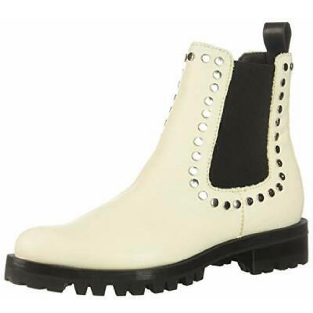 Dolce Vita Peton Off White Leather Studded Boots